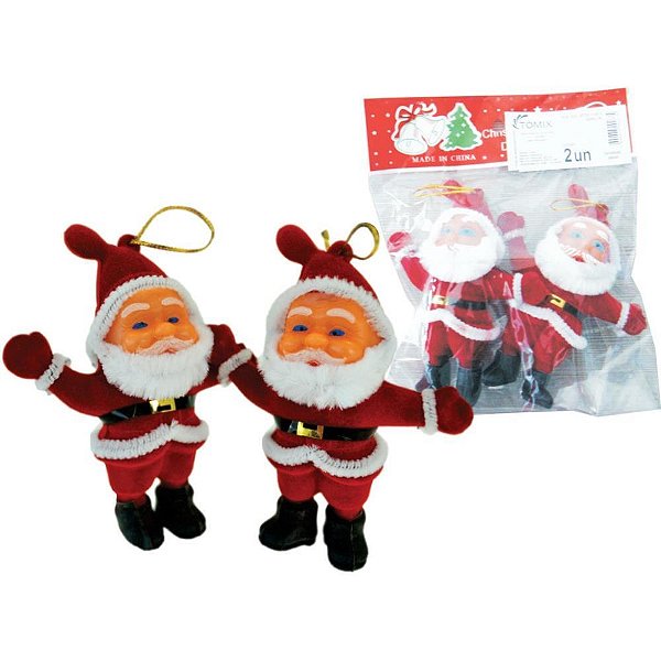 Enfeite de Natal Pingente Papai Noel 10CM Pacote com 2