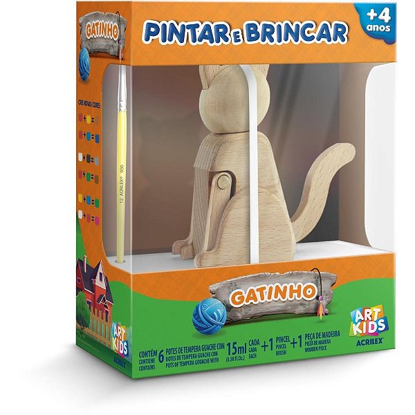 Brinquedo para Colorir Gatinho Pintar e Brincar com Guache