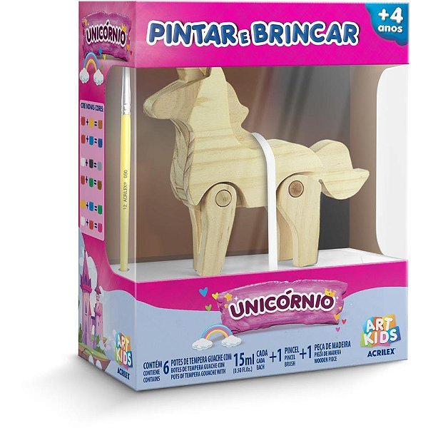 Brinquedo para Colorir Unicórnio Pinta e Brincar com Guache