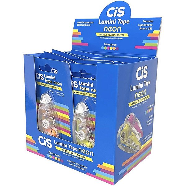 Caneta Marca Texto CIS Lumini Tape 5MM X 3M Neon Caixa com 12