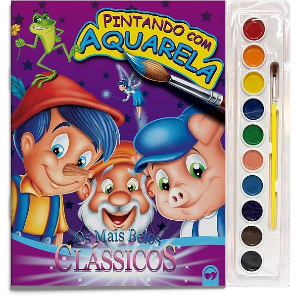 Livro Aquarela Belos Clássicos 27X28 16 Páginas com KIT de Aquarela