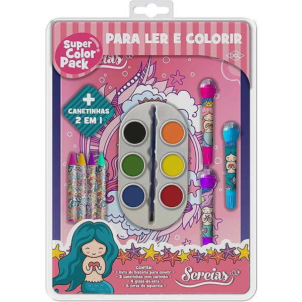 Livro Infantil para Colorir Sereias Super Color PACK