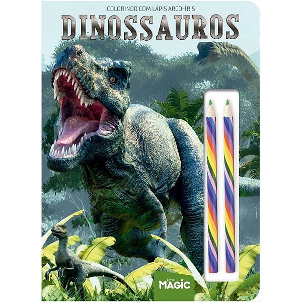 Livro Infantil Colorir Lápis ARCO-ÍRIS Dinossauros