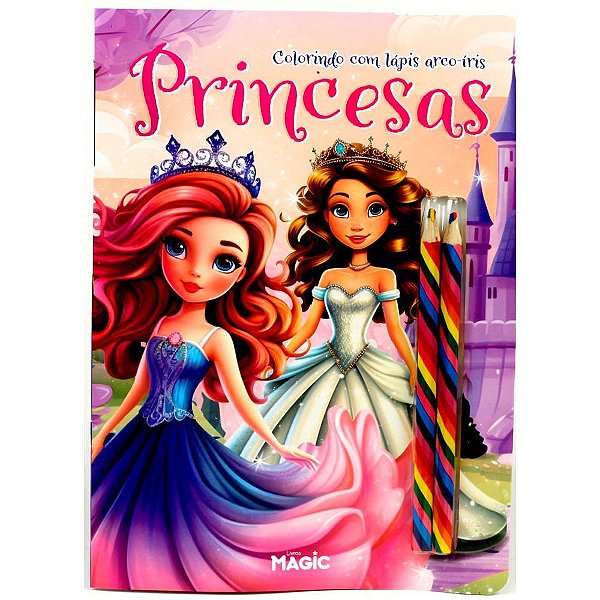 Livro Infantil Colorir Lápis ARCO-ÍRIS Princesas