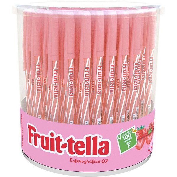 Caneta Esferográfica POP FRUIT-TELLA 0,8MM Azul Pote com 100