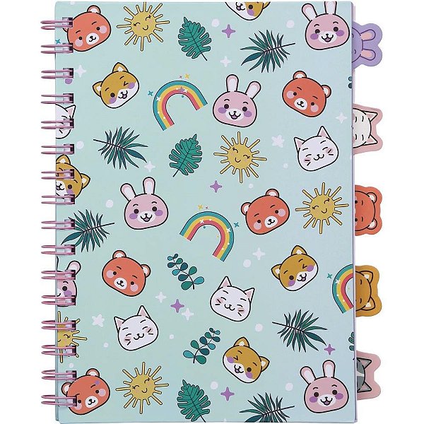 Caderno A5 Kawaii com 5 Divisórias e 80 Folhas
