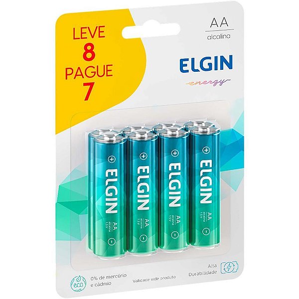 Pilha Alcalina Pequena AA - Blister Leve 8 Pague 7