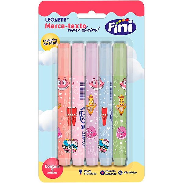 Caneta Marca Texto Fini com Aroma 5 Cores Blister