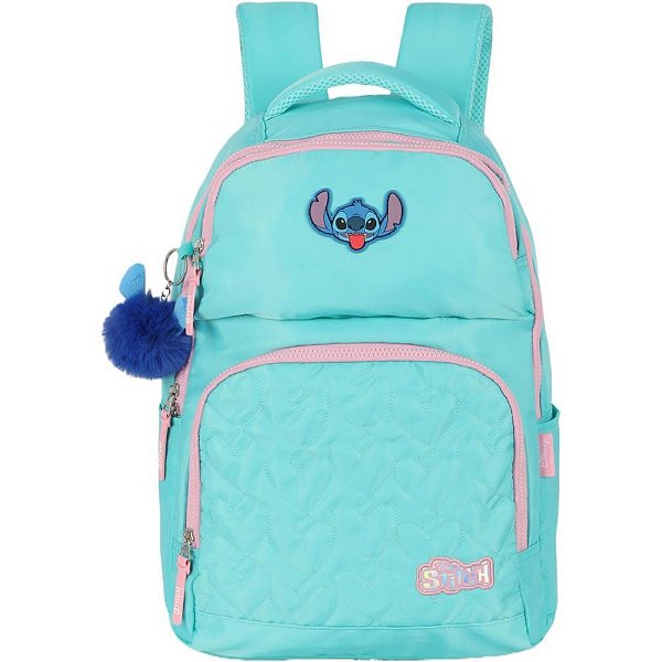 Mochila STITCH G Turquesa com Compartimentos e Paetês