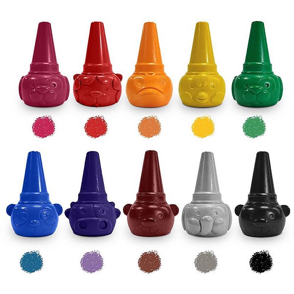 Giz de Cera Curto Encaixa NO Dedo Color JOY Blister com 10