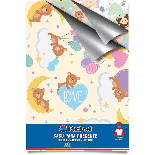 Saco Metalizado 45X60CM Bebê Sortidos Pacote com 50