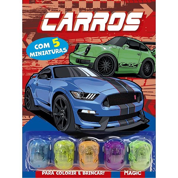 Livro Brinquedo Ilustrado Carros com 5 Miniaturas