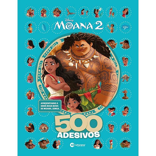 Livro com Adesivos Moana 2 40 Páginas com 500 Adesivos