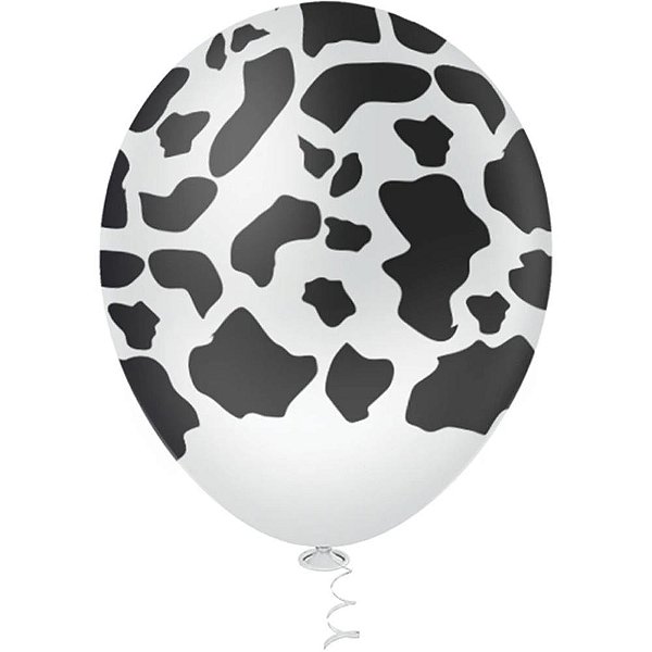 Balão 10 Decorado Vaca Malhada PIC PIC - Pacote com 25 Unidades