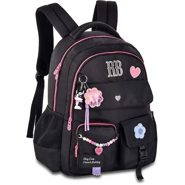 Mochila Rebecca Bonbon com Chaveiros e Patches Atoalhados (S)