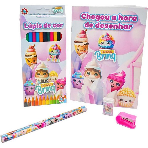 Kit Escolar DOCES/UNICÓRNIO para Colorir Sortido Completo