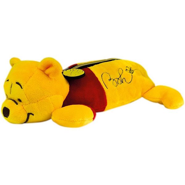 Estojo Pooh Pelúcia com Zíper e Chaveiro Pote de MEL