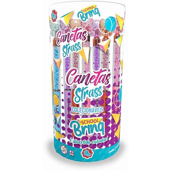 Caneta Esferográfica STRASS URSO com Detalhes Delicados – Display com 20