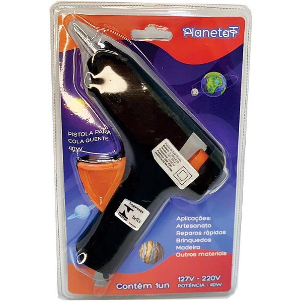 Pistola de Cola Quente 40W Grande Bivolt Preta