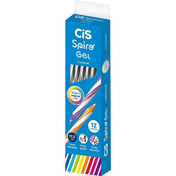 Caneta GEL CIS Spiro 0.7MM Preta Caixa com 12