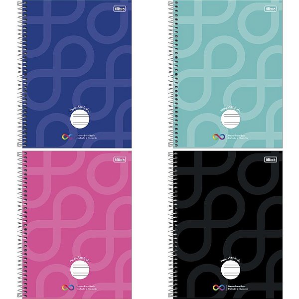 Caderno 1 Matéria Capa Dura Neuro Pauta Ampliada 80 Folhas Pacote com 4