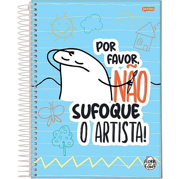 Caderno 10 Matérias Capa Dura FLORK Artista 160 Folhas Pacote com 4