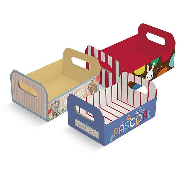 Cesta de Papel Caixote Mini Pascoa 13X9X6,5 PCT.C/10