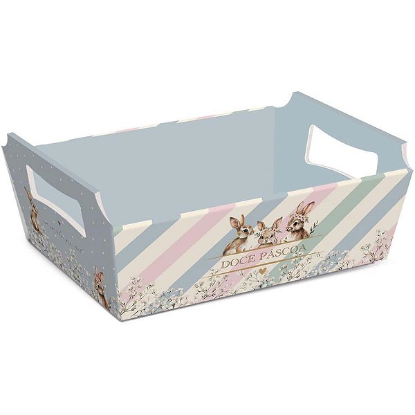 Cesta de Papel Doce Páscoa M 22X15X9CM Pacote com 10 Unidades