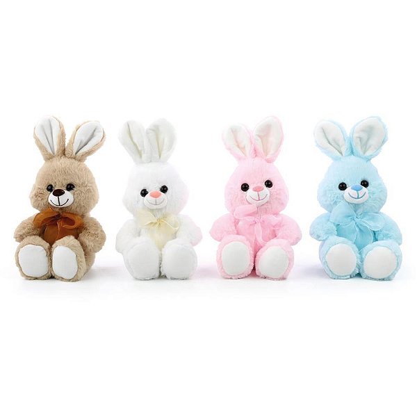 Coelhos de Páscoa Pelúcia com Laço NO Pescoço 20CM