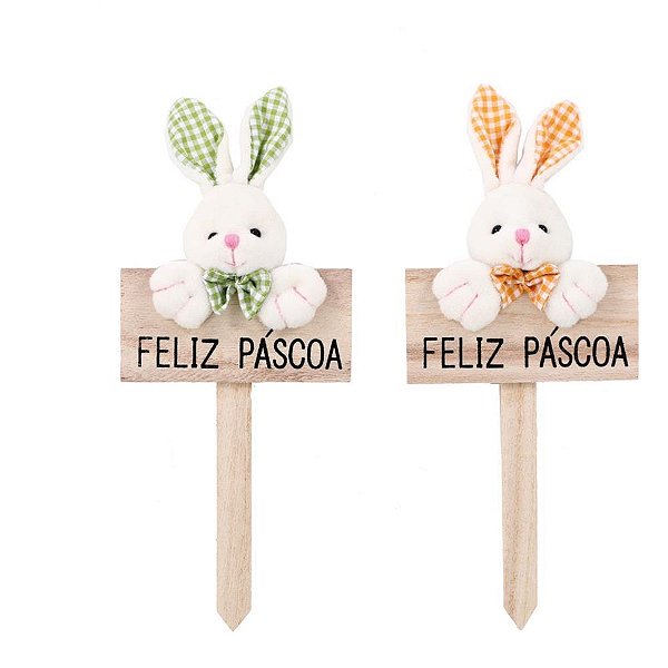 Decoração de Páscoa Plaquinha Pelúcia Feliz Páscoa
