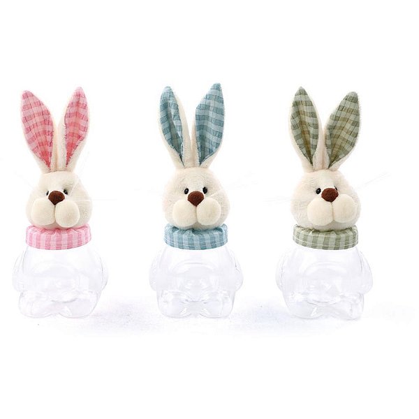 Decoração de Páscoa Pote Decorativo com Tampa Coelho