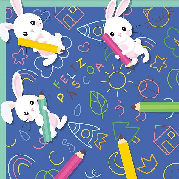 Embalagem para OVO de Páscoa 24X24CM Lápis de COR Azul Pacote com 25