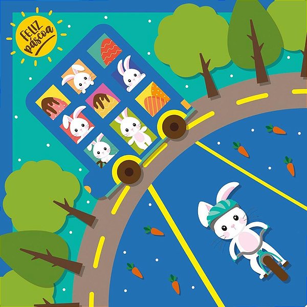 Embalagem para OVO de Páscoa 35X35CM CITY Tour Azul Pacote com 25