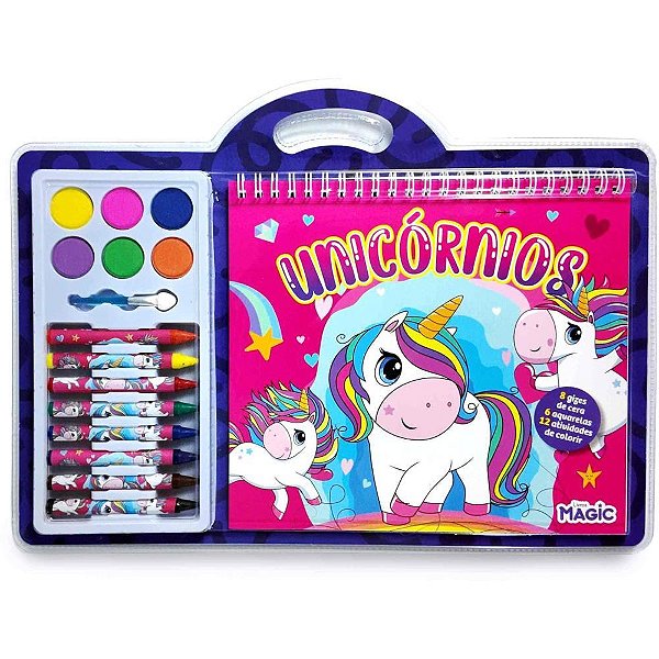 Livro Aquarela Unicórnio com GIZ e Aquarela