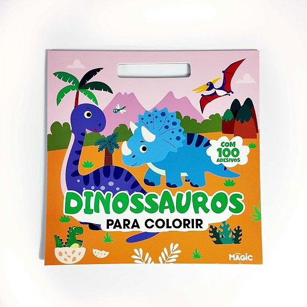 Livro com Adesivos 100 Adesivos Dinossauros 28X28CM