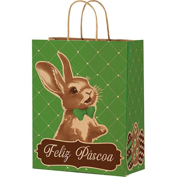 Sacola Decorada Páscoa Rabbit M Pacote com 25