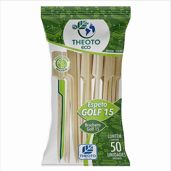 Espeto de Madeira GOLF 15CM Pacote com 50 Unidades