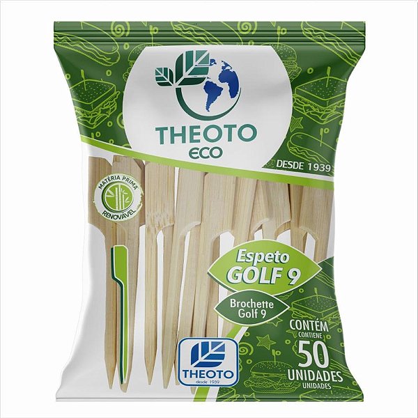 Espeto de Madeira GOLF 9CM Pacote com 50 Unidades