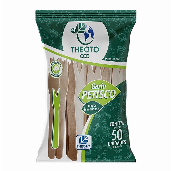 Talher Descartável Garfo Petisco Madeira Pacote com 50 Unidades