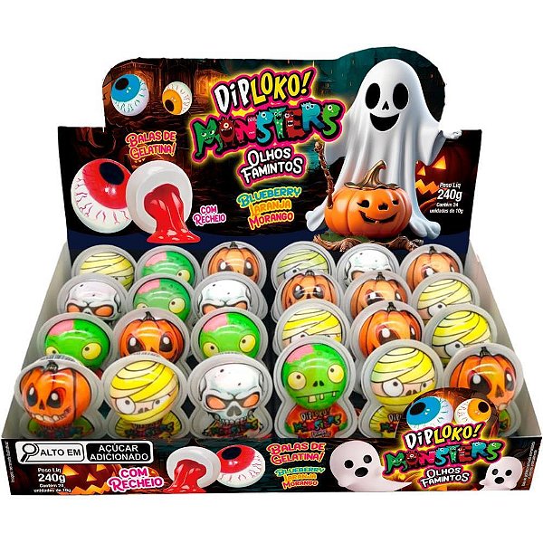 Doce OLHOS Famintos Halloween Recheados Sortidos Display com 24 Unidades