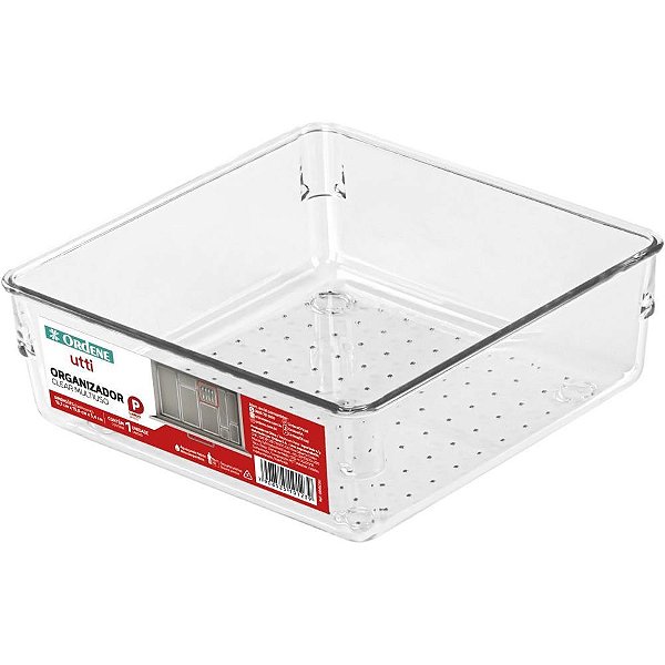 Pote Acrílico Hermético Ordene Clear Quadrado P 15,6CM Multiuso