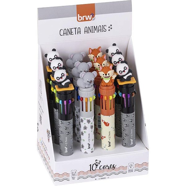 Caneta Esferográfica Divert Dreams 10 Cores 0.7MM com Personagens – Display com 12 Unidades