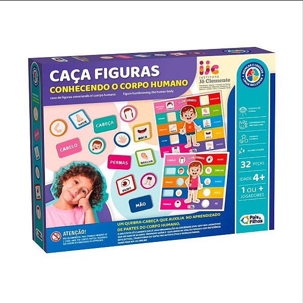 Brinquedo Pedagógico CAÇA-FIGURA Corpo Humano com 32 Peças