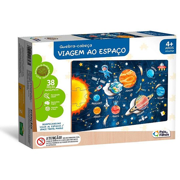 QUEBRA-CABEÇA de Madeira Viagem AO Espaço 38 Peças