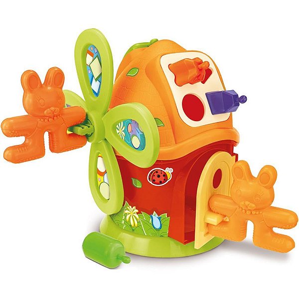 Brinquedo Educativo Casa Moinho com Formas e Coelhinhos