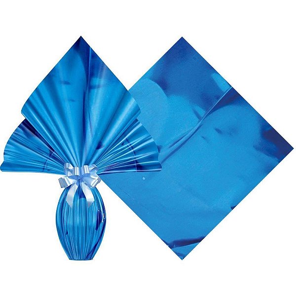 Embalagem para OVO de Páscoa 34X34CM Azul Pacote com 25