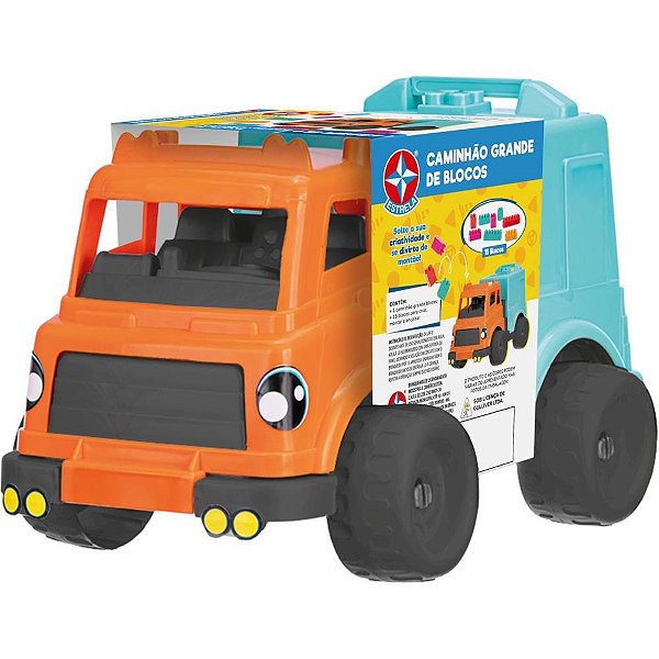 Caminhão Grande com 15 Blocos de Encaixe Educativo e Interativo