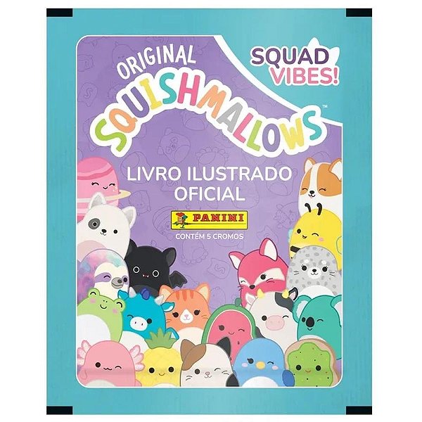 Figurinhas Squishmallows Envelope com 5 Pacotes com 20 Unidades