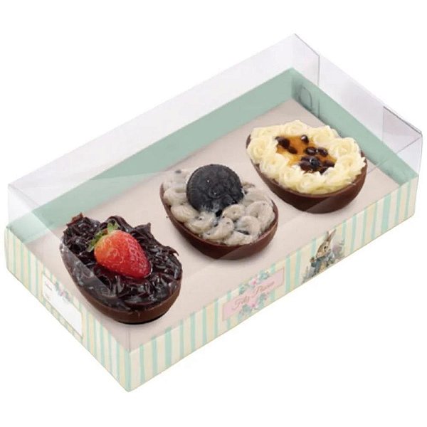 Caixa para OVO de Páscoa 50G para 3 OVOS com Acetato Francis Pacote com 6 Unidades