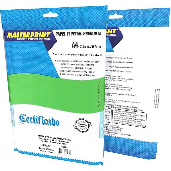 Papel A4 Diplomata Verde OFFSET Premium 180G Pacote com 50 Folhas